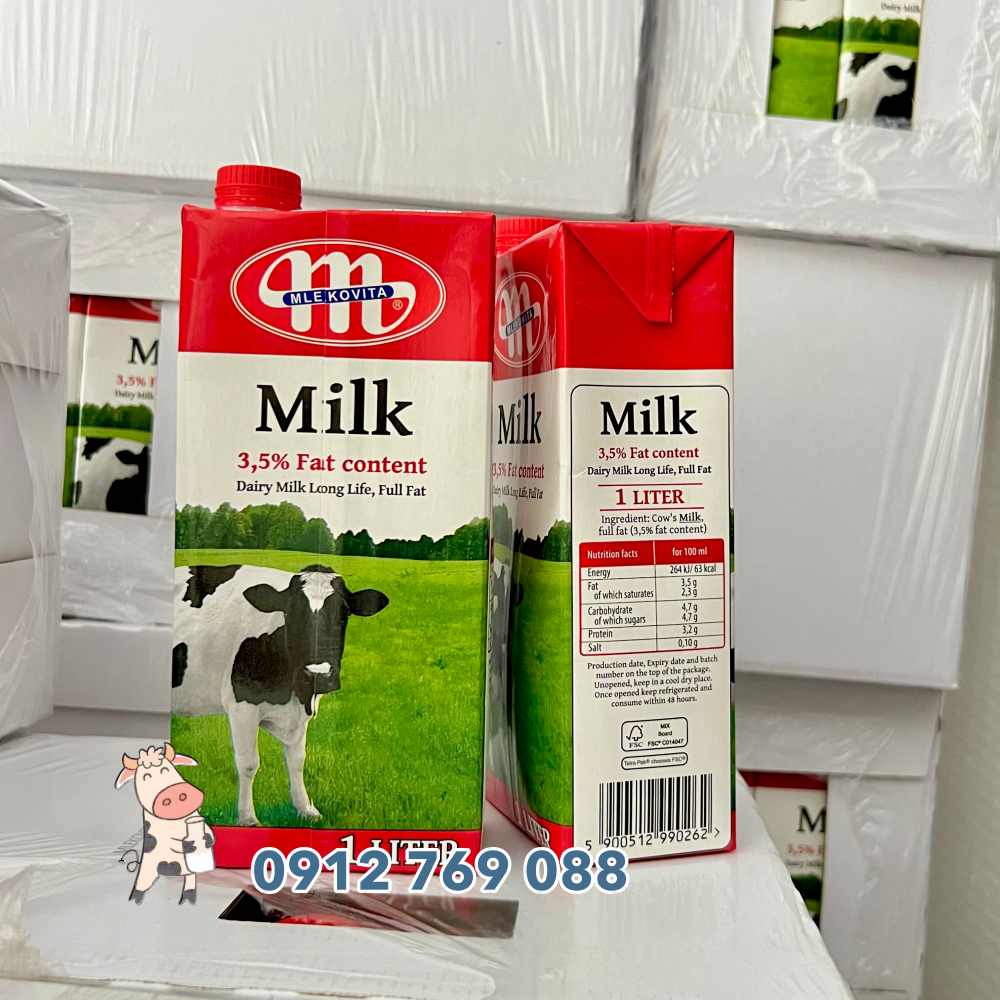 sữa tươi Mlekovita béo 3.5% nhập khẩu Ba Lan