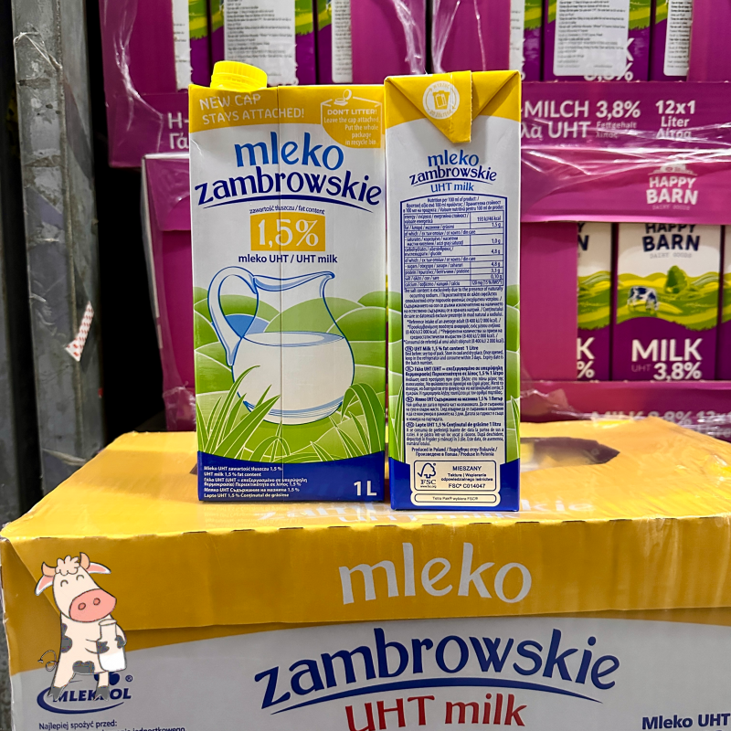 Sữa tươi ít béo Zambrowskie 1.5% nhập khẩu Ba Lan